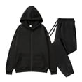thumbnail image 1 of Fmbrln Sweatsuits for Men 2 Piece Sets Full Zip Up Long Sleeve Fleece Hoodies with Pockets and Drawstring Elastic Waist Sweatpants Fall Winter Fashion Outfits Sets, 1 of 3