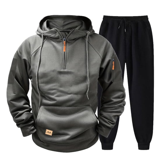 Fmbrln Sweatsuits for Men 2 Piece Sets Quarter Zip Up Long Sleeve Hoodies and Drawstring Elastic Waist Joggers Pants Fall Winter Fashion Athletic Outfits Sets