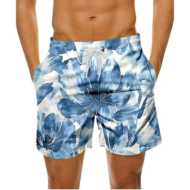 Fmbrln Swim Trunks for Men, Hawaiian Beach Shorts Summer Casual Board Shorts Quick Dry Swimwear Bathing Suits