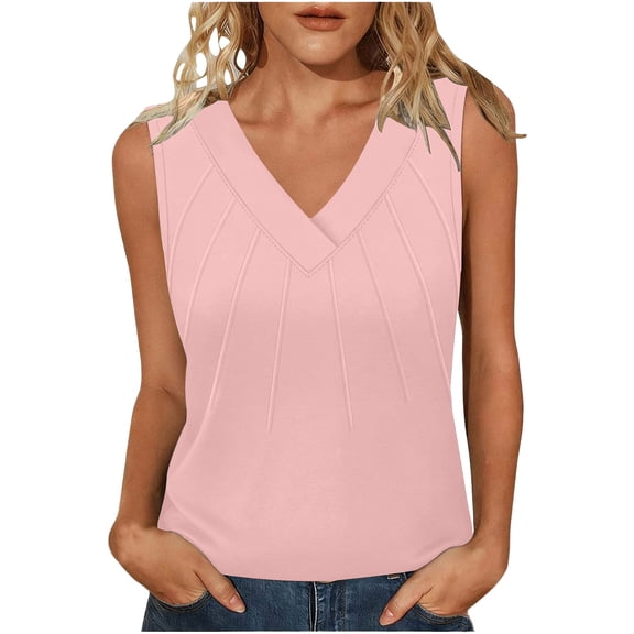 Fmbrln Tank Tops for Women Summer Sleeveless V Neck Basic Tops Casual Dressy Lightweight Blouses