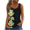 thumbnail image 1 of Fmbrln Tank Tops for Women Summer Sleeveless V Neck Floral Print Boho Tops Fashion Casual Front Pleated Vacation Beach Blouses, 1 of 5