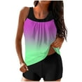 thumbnail image 1 of Fmbrln Tankini Swimsuits for Women with Boyshorts Two Piece Modest Bathing Suits Fashion Gradient Print Athletic Swimwear Sets, 1 of 5