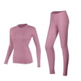 thumbnail image 1 of Fmbrln Thermal Underwear for Women Sets Fall Winter Crew Neck Solid Color Long Sleeve Tops and Long Pants 2 Piece Sets Plush Warm Cold Weather Base Layer Pink XL, 1 of 3