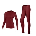 thumbnail image 1 of Fmbrln Thermal Underwear for Women Sets Fall Winter Crew Neck Solid Color Long Sleeve Tops and Long Pants 2 Piece Sets Plush Warm Cold Weather Base Layer Wine XL, 1 of 3