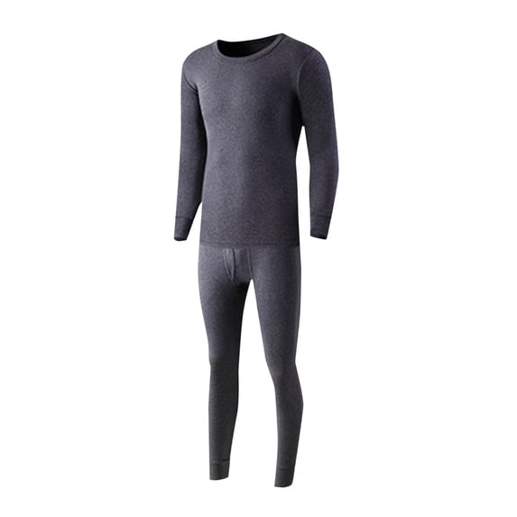 Fmbrln Thermal Underwear for Men 2 Piece Sets Long Sleeve Tops and Long Pants Set Soft Stretchy Base Layer For Fall Winter Home Outdoor Dark Gray L