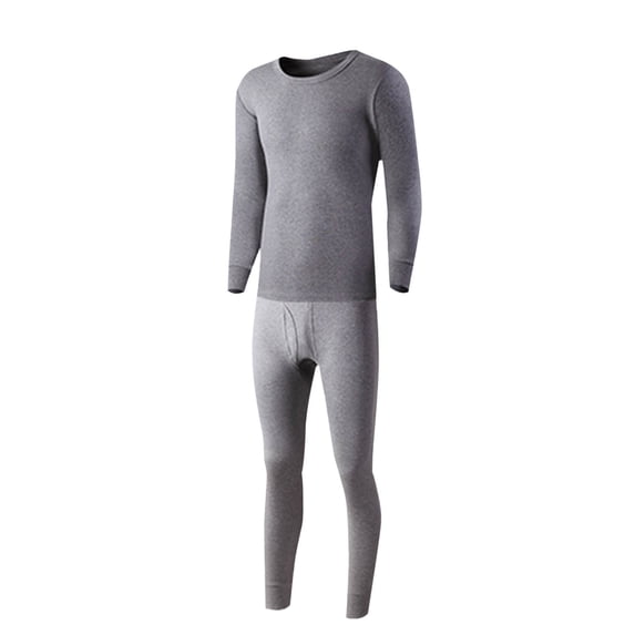 Fmbrln Thermal Underwear for Men 2 Piece Sets Long Sleeve Tops and Long Pants Set Soft Stretchy Base Layer For Fall Winter Home Outdoor Gray 4XL