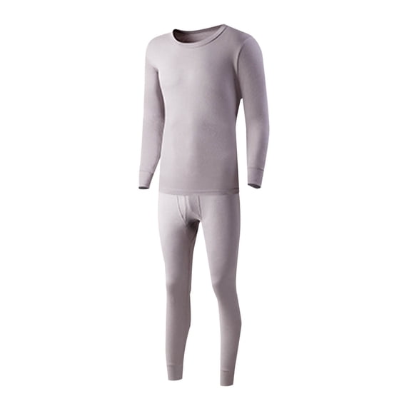 Fmbrln Thermal Underwear for Men 2 Piece Sets Long Sleeve Tops and Long Pants Set Soft Stretchy Base Layer For Fall Winter Home Outdoor Silver 2XL
