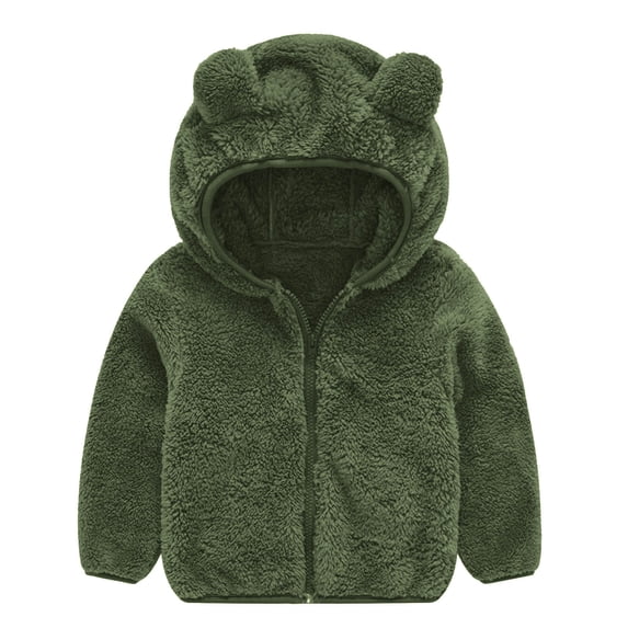 Fmbrln Toddler Girls and Boys Fleece Hoodies Teddy Bear Coat Long Sleeve Full Zip Up Hooded Jackets with Ear Fall Winter Fashion Outwear