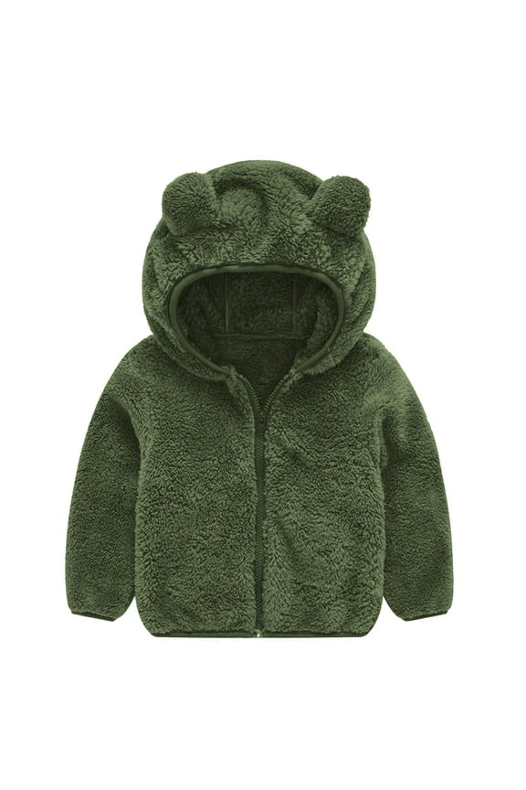 Toddler Girls and Boys Fleece Hoodies Teddy Bear Coat Long Sleeve Full Zip Up Hooded Jackets with Ear Fall Winter Fashion Outwear