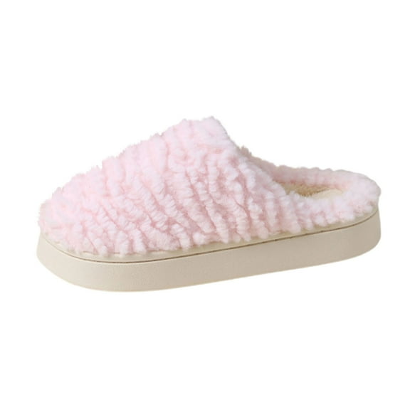 Fmbrln Winter Fuzzy Slippers for Women Fleece Lined Warm House Slippers Soft Comfy Indoor Outdoor Slippers