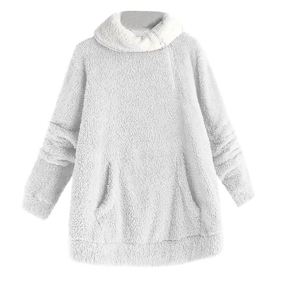 Fmbrln Winter Pajamas Tops for Women Long Sleeve Zipper Turtleneck Pajamas Thickened Warm Pajamas Loose Comfy Soft Sleepwear with Pockets