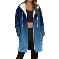 thumbnail image 1 of Fmbrln Women Long Fleece Jackets Full Zip Up Long Sleeve Gradient Print Hooded Jackets Fall Winter Thickened Warm Outwear with Pockets, 1 of 6