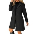 thumbnail image 1 of Fmbrln Women Long Pea Coat Long Sleeve Button Lapel Collar Trench Coat Fall Winter Fashion Solid Jackets Overcoat with Pockets, 1 of 9