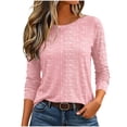 thumbnail image 1 of Fmbrln Women's 3/4 Length Sleeve Tops Stripe Crew Neck T Shirts Fall Casual Loose Soft Shirts Pink 3XL, 1 of 5