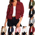 thumbnail image 1 of Fmbrln Women's Cropped Utility Jacket Lapel Collar Long Sleeve Button Front Lightweight Fall Jackets Drawstring Hem Outerwear with Pockets, 1 of 6