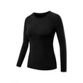 thumbnail image 1 of Fmbrln Women's Drying Raglan Long Sleeve Athletic Shirts Crew Neck Slim Fit Sports Workout Running Tops, 1 of 4