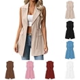 thumbnail image 1 of Fmbrln Women's Long Blazer Vests Lapel Collar Sleeveless Open Front Vest Jacket Drawstring Waist Business Casual Outerwear, 1 of 6