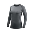 thumbnail image 1 of Fmbrln Women's Raglan Long Sleeve Athletic Shirts Crew Neck Slim Fit Sports Workout Running Tops, 1 of 4