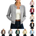 thumbnail image 1 of Fmbrln Women's Zip Up Bomber Jacket Stand Collar Raglan Long Sleeve Jackets with Pockets Fall Casual Trendy Outerwear, 1 of 6