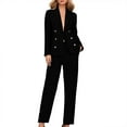 thumbnail image 1 of Fmbrln Womens 2 Piece Suit Sets Dressy Business Casual Outfits Long Sleeve Lapel Collar Blazer and Straight Leg Pants Sets Office Work Suit Sets Black 3XL, 1 of 5