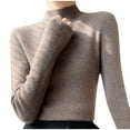 thumbnail image 1 of Fmbrln Womens Basic Knitted Sweaters Long Sleeve Half Turtleneck Sweaters Tops Fall Winter Fashion Casual Loose Solid Pullover Sweaters Coffee M, 1 of 3