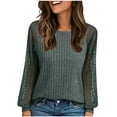 thumbnail image 1 of Fmbrln Womens Blouses Lightweight Breathable Sweaters Lace Patchwork Long Sleeve Crew Neck Work Tops Loose Comfy Pullover Tops Casual Dressy Blouses Army Green 2XL, 1 of 4