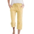 thumbnail image 1 of Fmbrln Womens Capri Pants Drawstring Waist Fashion Casual Plaid Printed Summer Pants Stretch Cropped Pants, 1 of 7