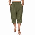 thumbnail image 1 of Fmbrln Womens Capri Pants Elastic Waist Solid Color Summer Pants Fashion Casual Cropped Pants with Pocket, 1 of 9