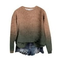 thumbnail image 1 of Fmbrln Womens Casual Gradient Print Knitted Sweaters Fall Fashion Crew Neck Long Sleeve Shirts Loose Comfy Pullover Tops Coffee M, 1 of 4