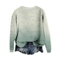 thumbnail image 1 of Fmbrln Womens Casual Gradient Print Knitted Sweaters Fall Fashion Crew Neck Long Sleeve Shirts Loose Comfy Pullover Tops Mint Green 2XL, 1 of 4