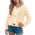 thumbnail image 1 of Fmbrln Womens Casual Knitted Cardigan Sweaters Long Sleeve Button Open Front Cardigans Loose Comfy Solid Color Cardigans Coat Beige S, 1 of 5