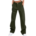 thumbnail image 1 of Fmbrln Womens Casual Pants Button Elastic Waist Work Pants Lounge Outdoor Travel Trousers with Pockets Army Green XL, 1 of 5