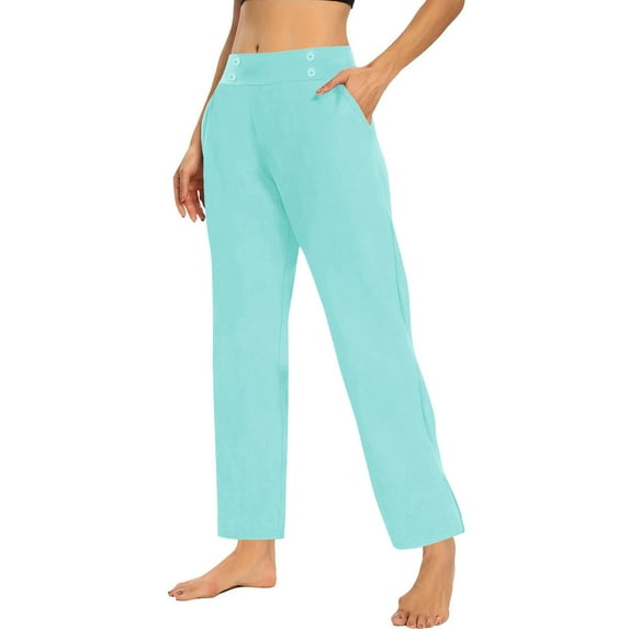 Fmbrln Womens Casual Pants Fashion Stretchy Waist Work Pants Straight Leg Pants Loose Comfy Yoga Athletic Pants Lounge Trousers Mint Green M