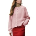 thumbnail image 1 of Fmbrln Womens Casual Solid Ribbed Knitted Cardigan Sweaters Long Sleeve Button Open Front Cardigans Loose Comfy Cardigans Coat Pink M, 1 of 5