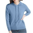 thumbnail image 1 of Fmbrln Womens Casual Solid Sweaters Fashion Long Sleeve Hooded Sweaters Loose Comfy Pullover Tops Blue S, 1 of 5