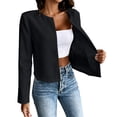 thumbnail image 1 of Fmbrln Womens Crew Neck Cropped Blazers Long Sleeve Open Front Suit Jackets Business Casual Work Commute Cardigan, 1 of 5