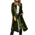thumbnail image 1 of Fmbrln Womens Elegant Vintage Velvet Coat Long Sleeve Back High Slit Solid Color Coat Casual Dressy Party Jackets with Pockets Green 2XL, 1 of 5