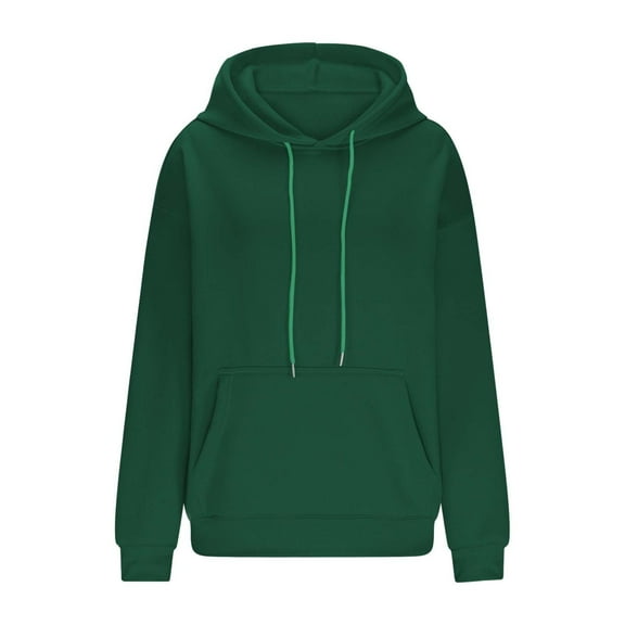 Fmbrln Womens Fall Hoodies Fashion Long Sleeve Solid Color Hooded Sweatshirts Casual Comfy Pullover Tops with Pockets Green L