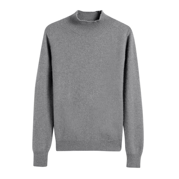 Fmbrln Womens Fall Winter Basic Knitted Sweaters Casual Long Sleeve Half Turtleneck Pullover Tops Loose Comfy Solid Color Sweaters Dark Gray M