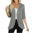 thumbnail image 1 of Fmbrln Womens Fashion 3/4 Sleeve Cardigans Casual Loose Comfy Coat Lightweight Soft Open Front Cardigans Gray XL, 1 of 5