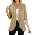 thumbnail image 1 of Fmbrln Womens Fashion 3/4 Sleeve Cardigans Casual Loose Comfy Coat Lightweight Soft Open Front Cardigans Khaki M, 1 of 5