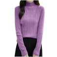 thumbnail image 1 of Fmbrln Womens Fashion Casual Half Turtleneck Basic Knitted Sweaters Long Sleeve Solid Color Pullover Tops Loose Comfy Sweaters Purple L, 1 of 5