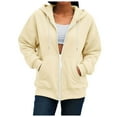 thumbnail image 1 of Fmbrln Womens Full Zip Up Hoodies Long Sleeve Solid Color Hooded Sweatshirts Fall Winter Fashion Casual Comfy Coat with Pockets Beige S, 1 of 4