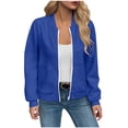 thumbnail image 1 of Fmbrln Womens Full Zip Up Jackets Casual Dressy Jackets Long Sleeve Solid Color Coat with Pockets Blue L, 1 of 5
