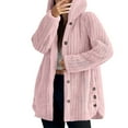 thumbnail image 1 of Fmbrln Womens Fuzzy Fleece Jackets Full Button Long Sleeve Solid Hooded Jackets Fall Winter Soft Warm Coat, 1 of 5