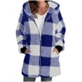 thumbnail image 1 of Fmbrln Womens Fuzzy Plaid Jackets Full Zip Up Long Sleeve Fleece Coat Fall Winter Soft Warm Hoodies Outwear with Pockets, 1 of 5