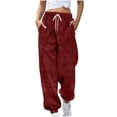thumbnail image 1 of Fmbrln Womens Fuzzy Sweatpants Drawstring Elastic Waist Fleece Sweatpants Soft Comfy Athletic Pants with Pockets, 1 of 6