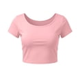 thumbnail image 1 of Fmbrln Womens Gym Workout Tops Summer Short Sleeve Crew Neck Cropped T-Shirts Fashion Casual Solid Tees, 1 of 5