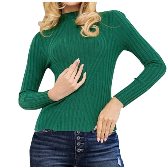 Fmbrln Womens Half Turtleneck Basic Knitted Sweaters Fall Winter Fashion Long Sleeve Sweaters Tops Casual Loose Comfy Pullover Sweaters Green M