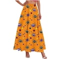 thumbnail image 1 of Fmbrln Womens Halloween Casual A-line Maxi Skirts Halloween Print Elastic Waist Flowy Skirts with Pockets, 1 of 5